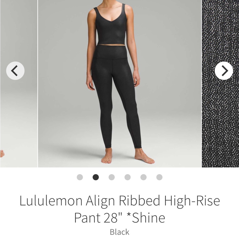 Lululemon Athletica Align Ribbed Pant 28” Black Shine Size 4 NWOT